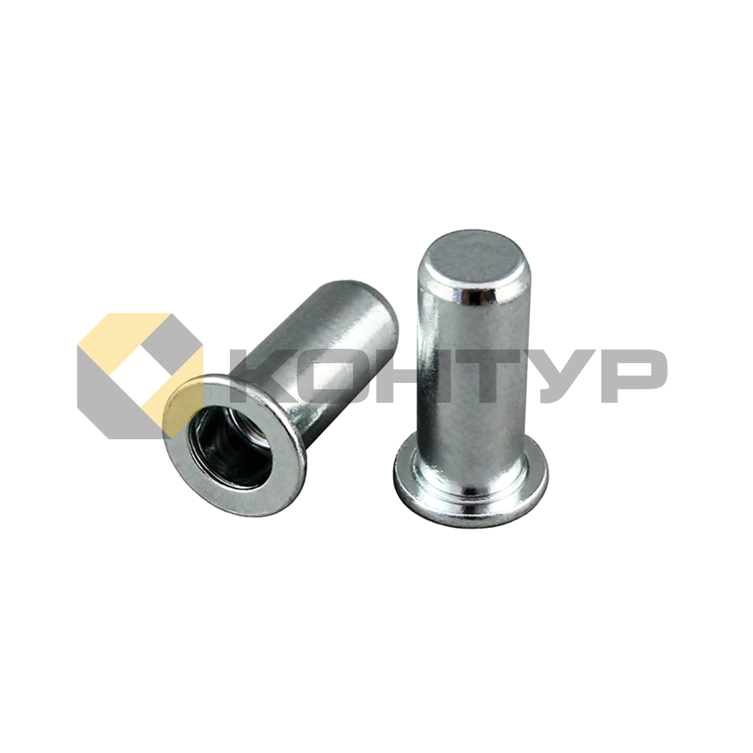 AC-ITTC/С M05 M5 ITTC Заклепка резьбовая глухая цилиндрическая со стандартным бортиком, сталь оцинкованная, для толщины металла от 0,5 до 3,0 мм, длиной 17 мм